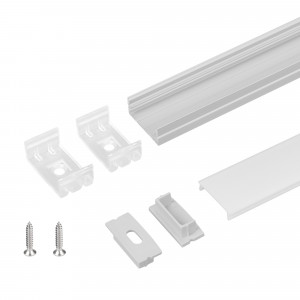 Профиль с экраном ARH-WIDE-H10-2000 ANOD+OPAL 036768, Комплект с матовым экраном (016585), заглушками (2 шт) и держателями (2 шт), в индивидуальной упаковке.  Алюминиевый анодированный накладной профиль для светодиодных лент и линеек. Габаритные размеры (LхWхH): 2000x23,5x10 мм.