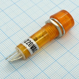 Лампа RWE-202Y (кругл) 220v, Лампа индикаторная неоновая 220В, жёлтая