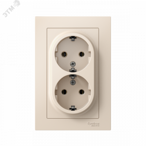 Розетка 2-м СП AtlasDesign 16А IP20 с заземл. в сборе беж. SE ATN000224