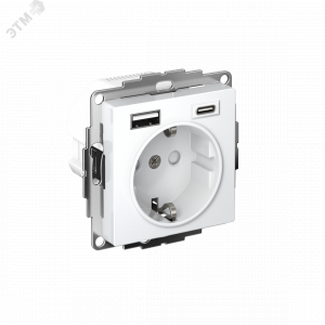 Розетка AtlasDesign 16А с 2-мя заряд. устройствами USB тип A+C 5В/2.4А 2х5В/1.2А механизм бел. SE ATN000132