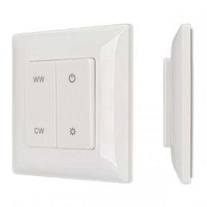 Панель SMART-P48-MIX-P-SUF (3V, 1 зона, Knob, 2.4G) 028302, Накладная кнопочная панель 2.4 ГГц, цвет белый. Материал - пластик. Для управления мультибелыми (MIX) источниками света (ШИМ), 1 зона управления. Питание/рабочее напряжение 3VDC от батарейки CR2032. Габариты 86х86х14 мм. Совместима с контроллерами SMART.