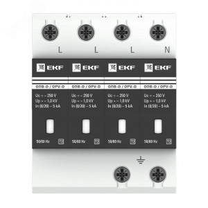 Ограничитель импульсных напряжений ОПВ-D/4P In 5кА 275В с сигн. PROxima opv-d4