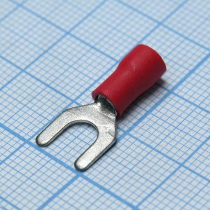 SV1.25-5L  Red, наконечник кабельный вилочный с изоляцией d=5.3мм, сеч. пров.0.5-1.5мм2