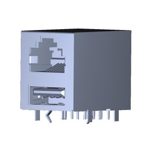 1-1775855-1, USB-коннекторы RJ45 W/ USB HTD BLK 30u"