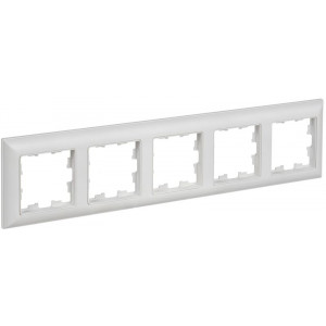 BRITE Рамка 5-местная РУ-5-БрАБ арктический белый/белый IEK BR-M52-12-K91