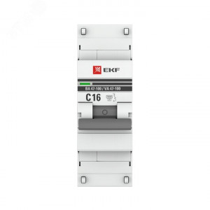 Выключатель автоматический модульный 1п C 16А 10кА ВА 47-100 PROxima EKF mcb47100-1-16C-pro
