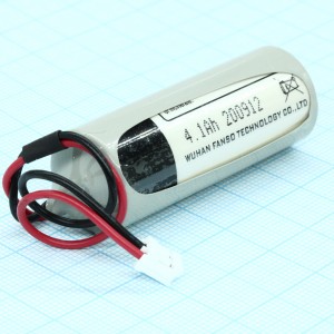 ER18505H-LD/-EHR-02, Li, SOCl2 батарея типоразмера A, 3.6В, 4.1Ач, разъем с проводами приварены к выводам, -55...85 °C