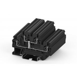 Этажная клемма TCD1.5-2-PV, Этажная клемма, 2 этажа, межэтажное соединение, тип фиксации провода: пружинный, номинальное сечение: 1,5 мм кв., 16A, 500V, ширина: 3,5 мм, цвет: черный, тип монтажа: DIN35