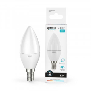 Лампа светодиодная LED 10 Вт 730 лм 4100К AC180-240В E14 свеча нейтральный  Elementary Gauss 33120