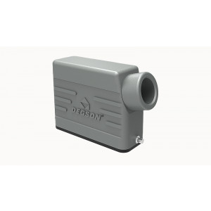 Крышка разъема D16A-SE-2g-M20, Крышка разъема на кабель, типоразмер 16A, с уплотнителем, 1 отверстие с резьбой для кабельных вводов с боковым расположением, без защелки (упоры под одну защелку), материал корпуса: алюминиевый сплав