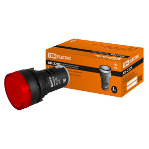 Лампа AD-22DS(LED)матрица d22мм красный 230В TDM (кр.10шт) [SQ0702-0002]