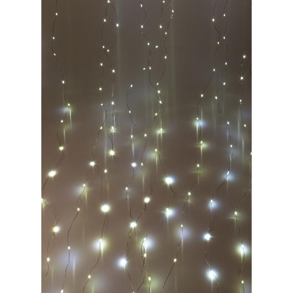 Изображение товара Гирлянда светодиодная Дождь 3х2м 240LED белый 8 режимов прозр. провод Космос KOC_CUR-V107