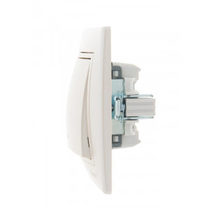 Переключатель проходной 1-кл. СП Mira 10А со вставкой жемчуж./бел. перламутр. 701-3030-105