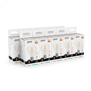 Лампа светодиодная филаментная LED 11 Вт 910 лм 2700К А60 груша теплый E27 AC 220В прозрачная колба Elementary 22211