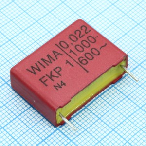 FKP1O122205F00JSSD, Конденсатор металлоплёночный полипропиленовый 0.022мкФ 1000В ±5% (26.5х8.5х18.5мм) радиальный в пластиковом прямоугольном корпусе 22.5мм 100°С россыпь