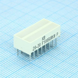 KB-F100SURKW, Светодиодный модуль 2хLEDх3,81х19,05мм/красный/630нм/20-60мкд/белый матовый