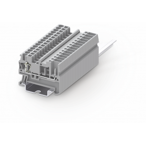Клемма для разъема TC2.5-2-1-GY, Клемма для подключения внешнего разъема, тип фиксации провода: пружинный, номинальное сечение: 2,5 мм кв., 24A, 500V, ширина: 5,2 мм, цвет: серый, тип монтажа: DIN35