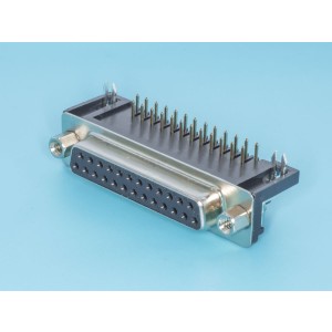 DRB-25FB, Разъем D-SUB 25 контактов, розетка угловая на плату,  9.4мм