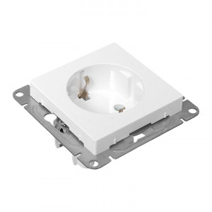 Механизм розетки, 16А, с заземлением, без шторок, белый Эпика EKF UP1-SOW-110