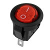 Выключатель клавишный круглый 250В 3А (3с) ON-OFF красн. с подсветкой Micro (RWB-106 SC-214) (инд. упак.) 36-2530-1