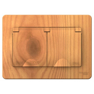 Розетка 2-м СП Blanca 16А IP44 250В с заземл. защ. шторки с крышкой ясень SE BLNRS441125