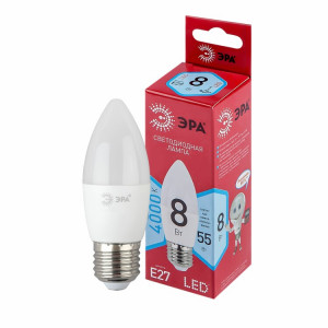 Лампочка светодиодная ЭРА RED LINE LED B35-8W-840-E27 R E27 / Е27 8 Вт свеча нейтральный белый свет(кр.1шт) [Б0050695]