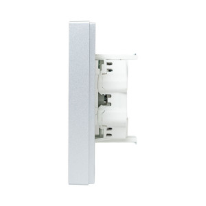 Механизм розетки двойной, 16А, без заземления, со шторками, с рамкой, алюминий Эпика EKF UP1-SOA-201