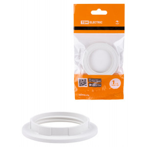 Кольцо для патрона Е27, термостойкий пластик, белый, SQ0335-0162