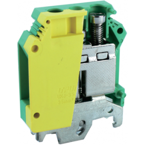 Заземляющая клемма UKJ-16JDEE, Заземляющая клемма, тип фиксации провода: винтовой, номинальное сечение: 16 мм кв., ширина: 12,2 мм, цвет: желто-зеленый, тип монтажа: DIN35 стандарт GB/T14048.1