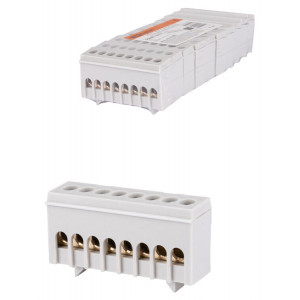 Шина "L" "фаза" в сером изоляторе на DIN-рейку 6x9мм 8 групп SQ0801-0210