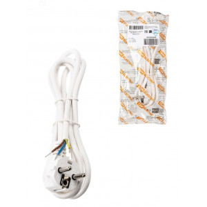 Шнур сетевой с вилкой ПВС 3x0,75мм2 1,5м с/з белый SQ1305-0075