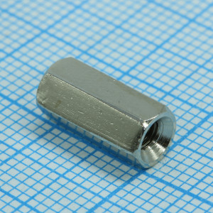 H-L1200-0600-5-03-2N, Стойка латунная никелированная для печатной платы, шестигранная, М3, 12мм, отверстие-отверстие