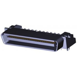 1734099-5, Соединитель првышенной плотности 50 контакт(-ов) 1.27мм угловой монтаж в отверстие 50 терминал(-ов) 1 порт лоток