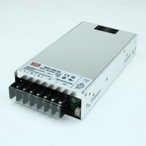 MSP-300-24, AC-DC, med, ККМ, 336Вт, вход 85…264В AC, 47…63Гц /120…370В DC, выход 24В/14A,  рег. вых 21.6…28.8В, изоляция 4000В AC, в кожухе 199х105х41мм, -40…+70°С, доп. выход 5В/0.3А