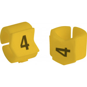 brd333404, SCNG-23-4 клипсы  жёлтые, 50шт/упак, для провода 5,9-8,5мм диаметра, легенда 4