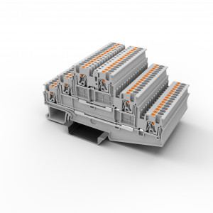 Этажная клемма UPT-1.5/3-GY, Этажная клемма, 3 этажа, тип фиксации провода: Push-in, номинальное сечение: 1,5 мм кв., 15A, 500V, ширина: 3,5 мм, цвет: серый, тип монтажа: DIN35