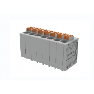 Клемма на плату MC-TC5.0V01P-N-GY-0001-GB, Клемма, вертикальный, подвод кабеля, на плату, шаг: 5.0 мм, 1 полюс, фиксация провода Push-in, исполнение: два вывода на полюс, 320V, 24A, цвет: серый