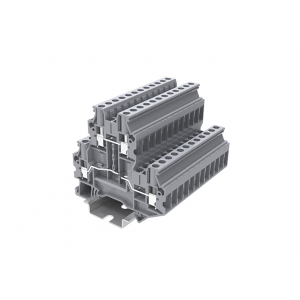 Этажная клемма TUD4-2-GY, Этажная клемма, 2 этажа, тип фиксации провода: винтовой, номинальное сечение: 4 мм кв., 32A, 800V, ширина: 6,2 мм, цвет: серый, тип монтажа: DIN35