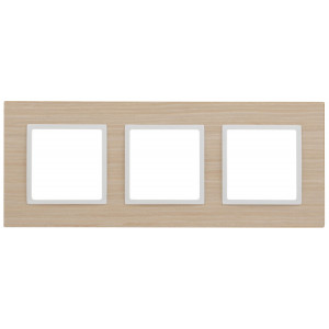 14-5303-01 Рамка на 3 поста, дерево, Elegance, белён.дуб-бел (5/25/1600) Б0049150