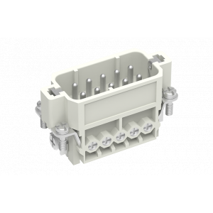 Вилочная контактная вставка SA-010-M, Вилочная контактная вставка, винтовая фиксация, 10 полюсов + PE, типоразмер 10A, 400V, 16A, сечение обслуживаемых проводников 1,0-2,5 мм кв, тип покрытия контактов: серебро