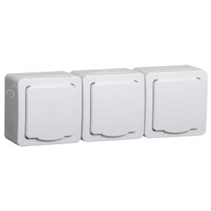 Розетка 3-м ОП Гермес Plus РСб23-3-ГПБб 16А IP54 с заземл. с крышкой бел. ERMP32-K01-16-54-EC