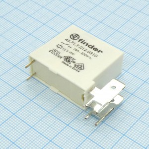 45.71.9.012.0310, электромеханическое реле; монтаж на печатную плату; выводы с шагом 5 мм + наконечник Faston (6.3x0.8мм); 1NO 16A; контакты AgCdO; катушка 12VDC; степень защиты RTII   -40…+125°C