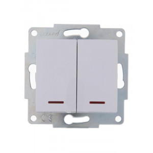 Выключатель 2-кл. 1п СП Karina 10А IP20 с подсветкой механизм бел. 707-0288-112