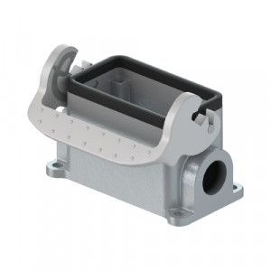 Закрытое основание разъема BAS GUT GM 6 M25 A1, Основание разъема на панель, закрытое, типоразмер 6B, с уплотнителем, 1 отверстие с резьбой для кабельных вводов M25x1,5, с левым расположением, с одной защелкой, без защитной крышки, материал корпуса: алюминиевый сплав