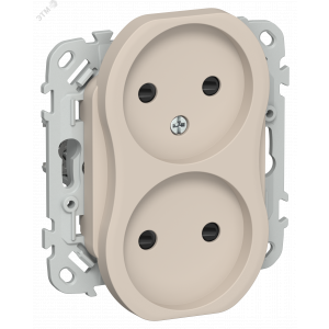 FLITE Розетка 2-местная без заземления с защитными шторками безвинтовое крепление 10А РСш02-1-ФлЛ льняной IEK FI-R23-10-1-K88