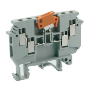 Клемма с размыкателем UKHV-4/2X2SK, Клемма с ножевым размыкателем, 4 точки подключения, тип фиксации провода: винтовой, номинальное сечение: 4 мм кв., 16A, 1000V, ширина: 6,2 мм, цвет: серый, тип монтажа: DIN35