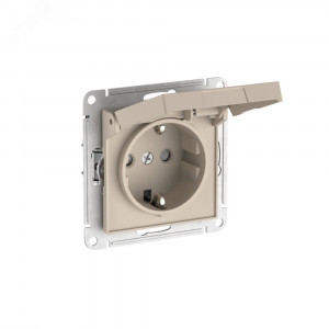 ATLASDESIGN РОЗЕТКА с заземл. со шторк. с крышкой, 16А,IP20,мех., быстрозажимные клеммы, ПЕСОЧНЫЙ ATN001246S