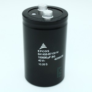 B41456B7100M000, Алюминиевый электролитический конденсатор 40В 100000мкФ 64.3*105.7 85°С М5. В комплект поставки конденсаторов, произведённых после 01.12.2018, гайки/шайбы не входят