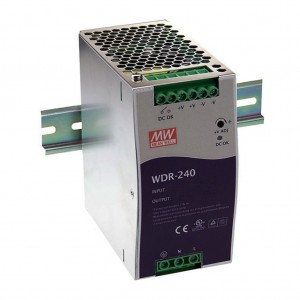 WDR-240-24, Преобразователь AC-DC на DIN-рейку  240Вт, выход 24В/0…10A, рег. вых=24…29В, вход 180…550V AC, 47…63Гц /254…780V DC, изоляция 3000В AC, в кожухе  63х125.2х113,5мм, -25…+70°С