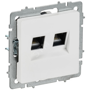 BRITE Розетка компьютерная двойная кат.5E RJ45 РК10-2-БрАБ арктический белый IEK BR-K20-1-K91
